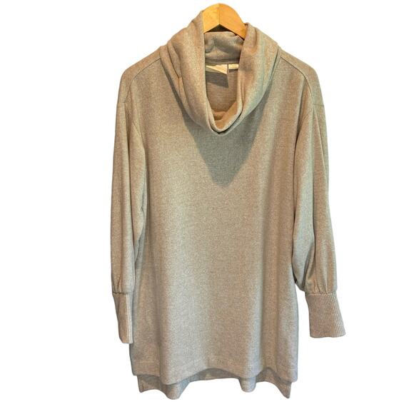 Anthro Maeve Oatmeal Cowl Neck Sweatshirt Dress - size Medium - Picture 1 of 6
